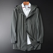 Мужские куртки из смешанного хлопка, роскошные мужские куртки и пальто с капюшоном Md, весенне-осенние ветровки, приталенный мужской Тренч 4XL