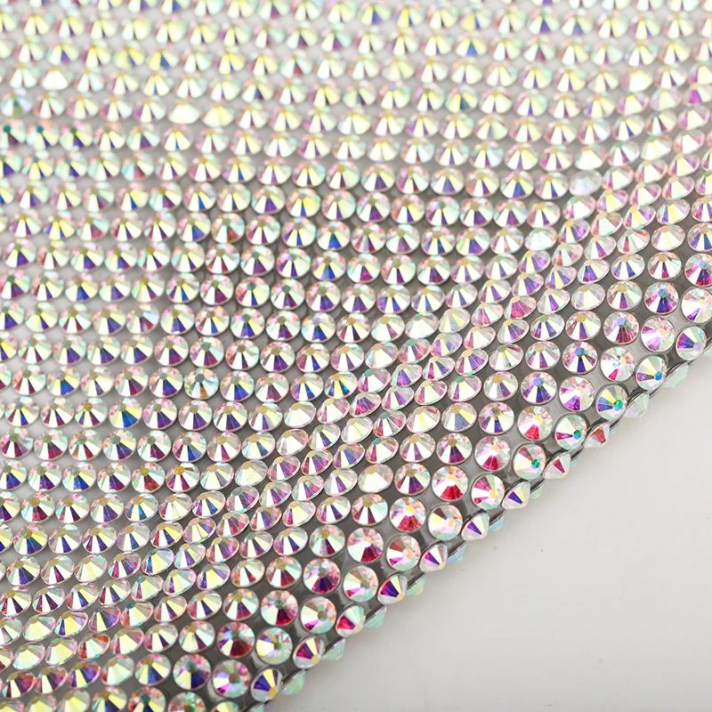 New Arrival 24x40cm Hotfix Ribbon Flatback Glass Crystal AB Diamond Mesh Sheet Rhinestone Trim Iron on Garment | Дом и сад
