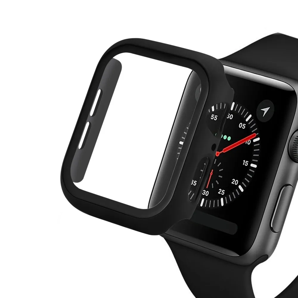 Для Apple Watch iWatch чехол Крышка из закаленного стекла пленка для экрана для Apple Watch 2 3 4 Чехол 40 мм 44 мм 38 42 мм защитная оболочка для экрана