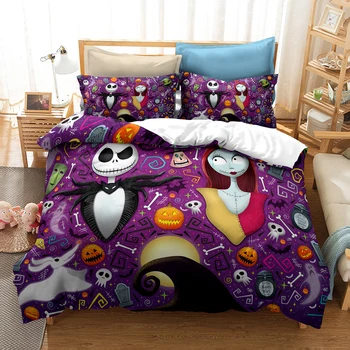 

3D The Nightmare Before Christmas Bedding Set Comforter Cover with Pillow Cover Bedding for Kids and Adults