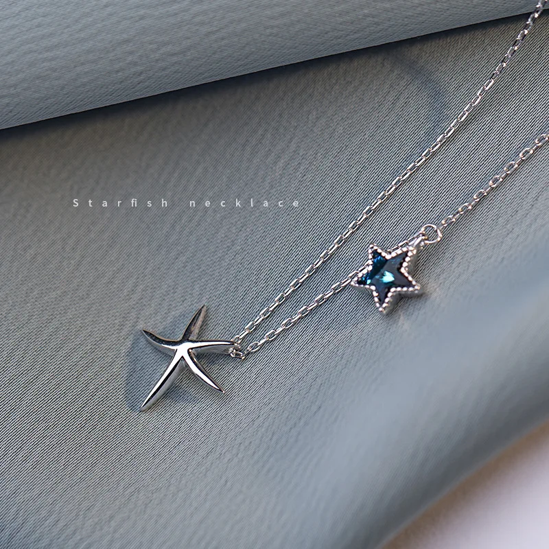 

Starfish Simple Cool Necklace Women's Fine Silver Crap chao wang Red Non-mainstream Design Choker Korean-style Students