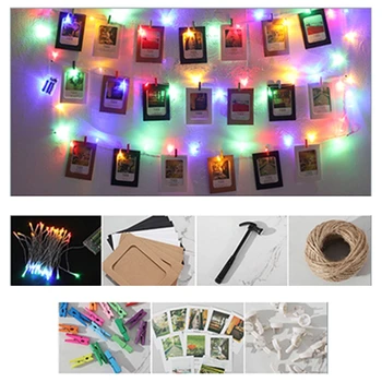 

Punch-Free Creative Hemp Rope Clip Photo Album Wall Combination For Room Home F3MB