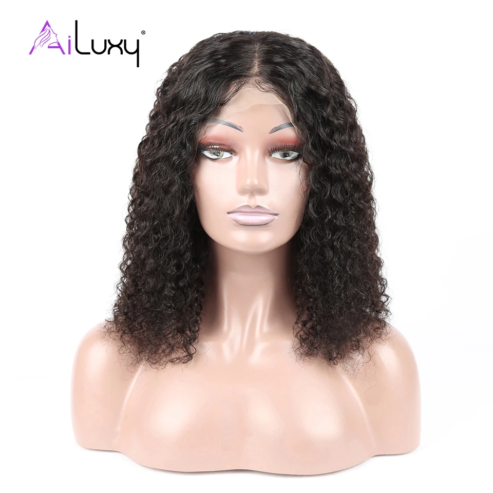 

Ailuxy OneCut Hair Human Hair Wigs Indian Curly Wave Wig Pre-plucked Hairline Human Hair Wig For Black Women