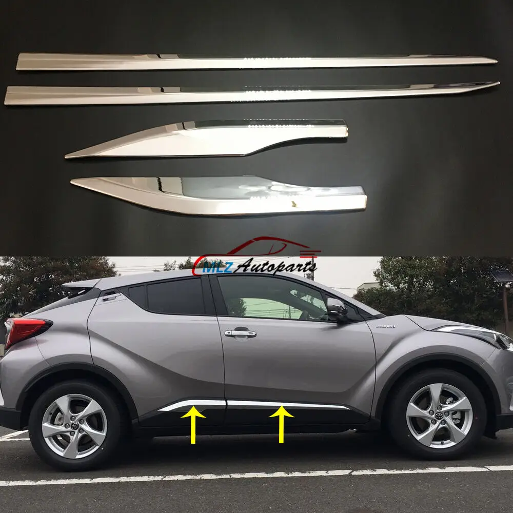 Для Toyota C-HR ЧР- автомобиля отделка кузова, молдинг на боковые двери ABS хромированные аксессуары 4 шт. модификация автомобиля аксессуары