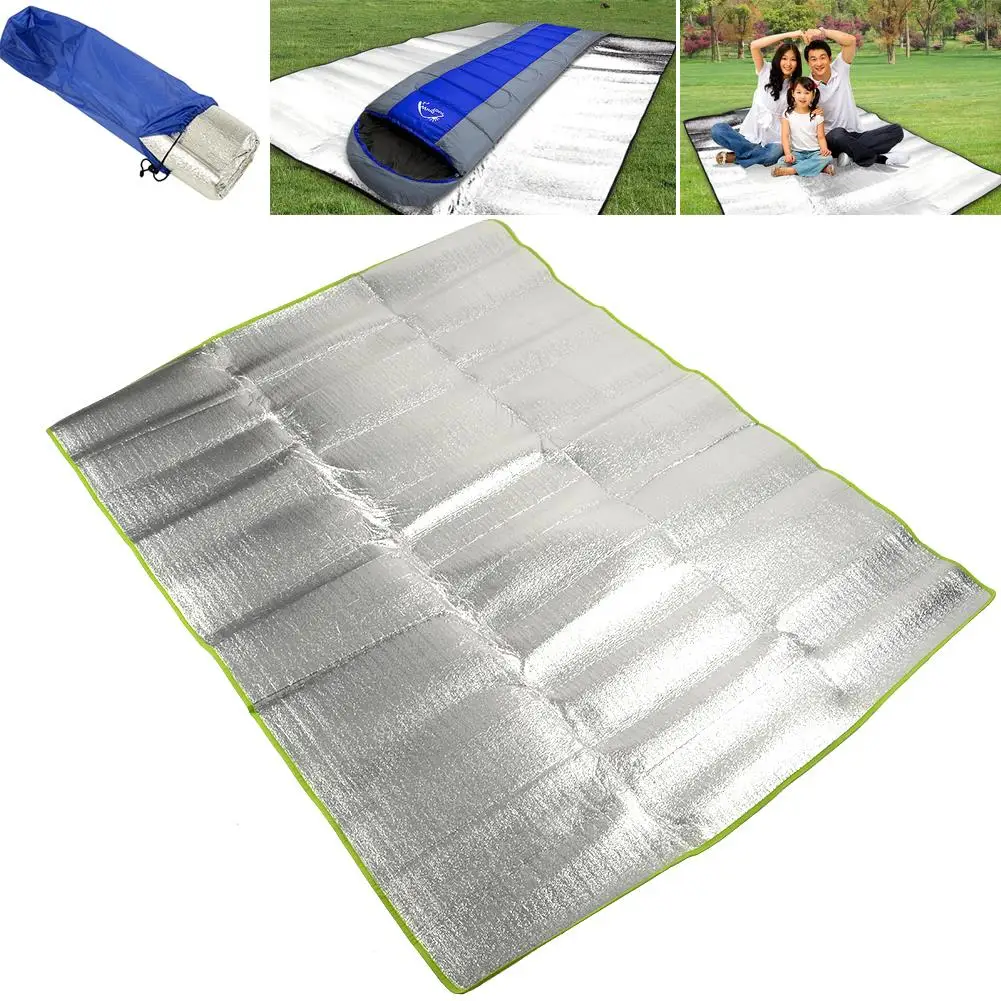 Aluminum Foil Outdoor Picnic Grass Blanket Camping Hiking Mat Cushion Silver*