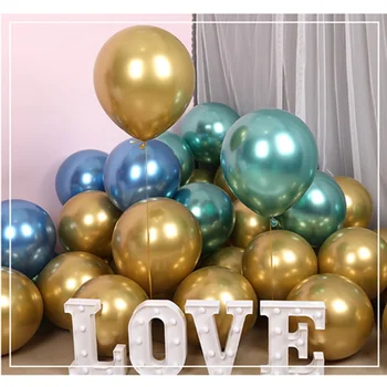 

50pcs balloon（free pumps+ribbons+gluedots）metal pearl latex balloons,chrome metal balloons,globos birthday party decoration