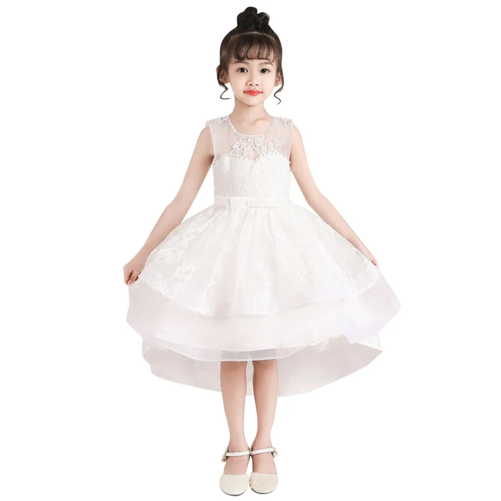 White Flower Girls Dresses For Wedding Pageant Tulle Lace Girl Dress Party Formal Children Princess Costume Evening Gowns | Детская