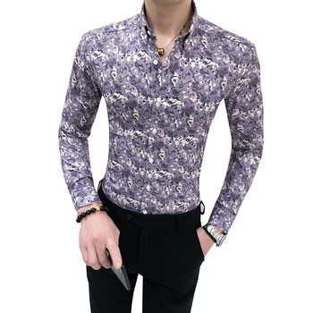 

Spring Autumn Men Floral Shirt Fashion 2020 New Long Sleeve Shirt All Match Streetwear Digital Print Social Shirts youth For Man