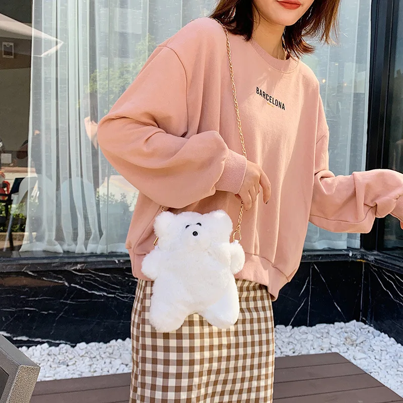 

Stuffed Animal Bag Women's Winter New Style Fashion Korean-style Bear Ins2019 Versatile Fashion Cool Shoulder Fashion Chain