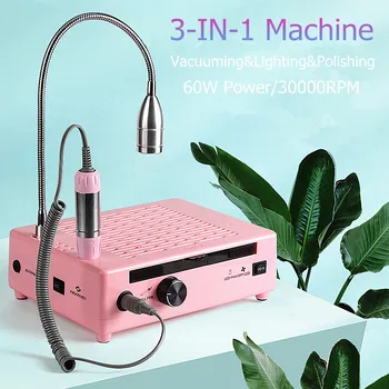 Online 3 In 1 Manicure Machine Polisher Fingernail Art Reusable Filter Nail Dust Collector Nail Drill Pedicure Files Tools Gel Polish