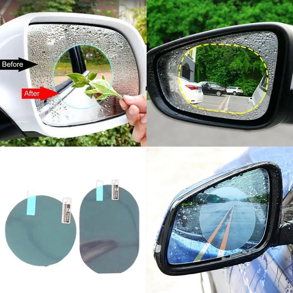 

High Quality 2PC Rainproof Film Anti Fog Side Window Reflective Anti-Scratch Clear Protective Film for Car Rearview Mirror Glass