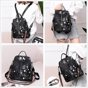 

PinShang Lady Stylish Pattern Decoration All-match Fashion Oxford Fabric Backpack Protable Bag
