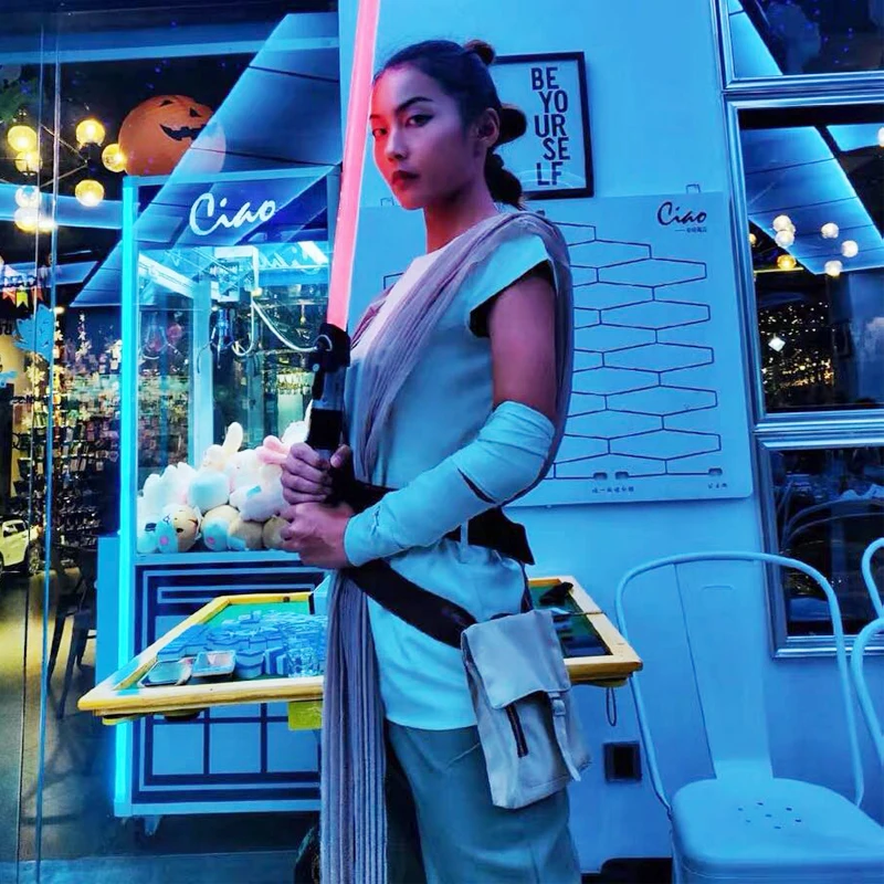Rey Costume Star Wars реквизит для косплея парик Рождественский костюм для женщин The Rise of Skywalker платья