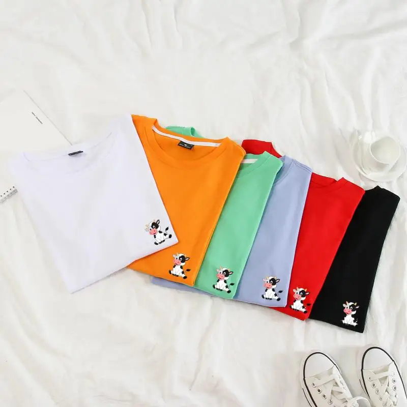 

Streetwear women Women Tshirt Funny Cow Printed Camiseta Homme Short Sleeve Cotton Summer Tee shirt Animal Streetwear Tops