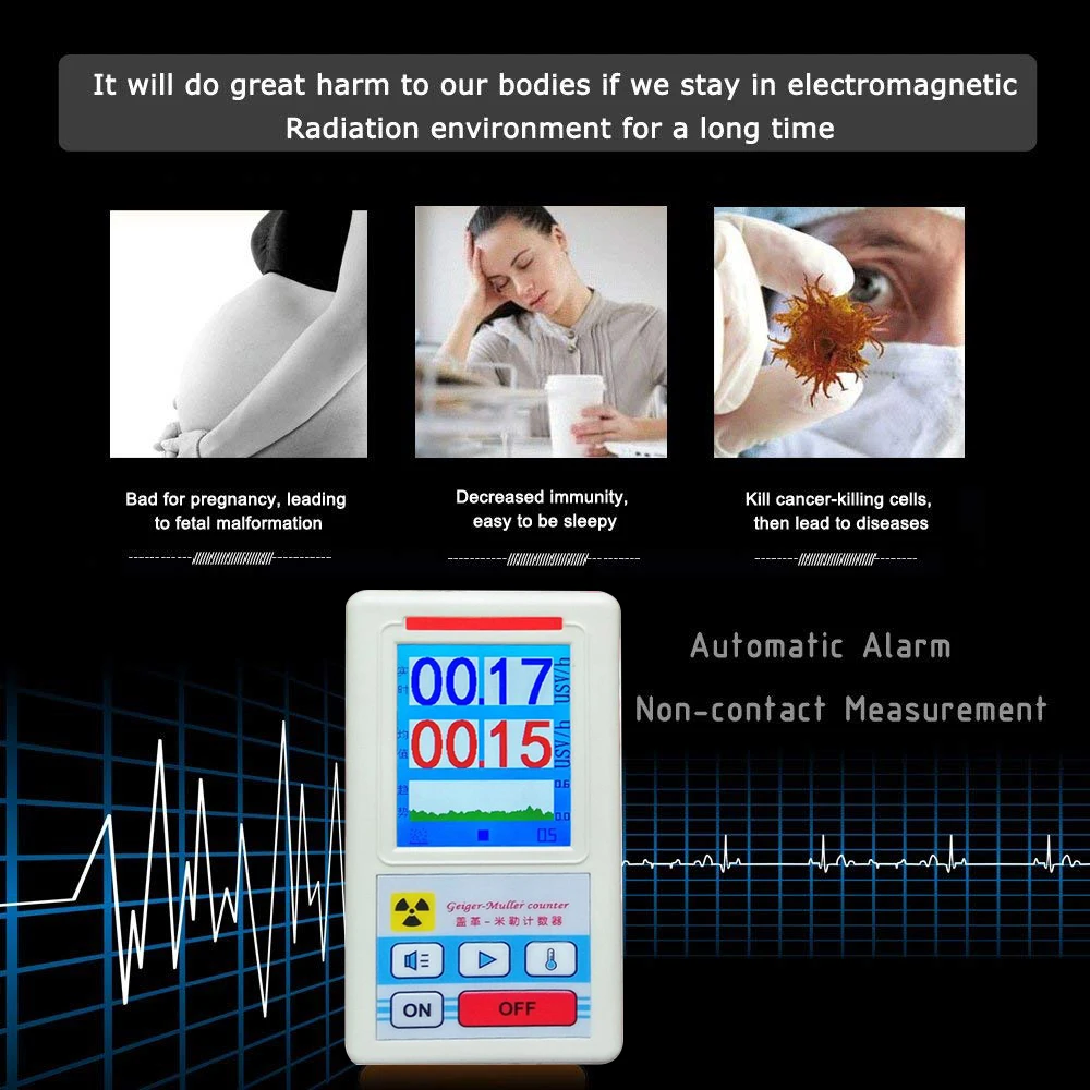 BR-6 Display Screen Geiger Counter Nuclear Radiation Detector X-ray Beta Gamma Detector Geiger Counter Radioactivity