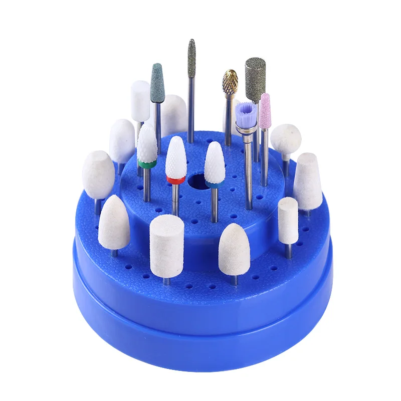 

60 Empty Nail Drill Bit Holder Stand Displayer Plastic Cover Nail Drill Bit Container Storage Box Manicure Nail Art Tool