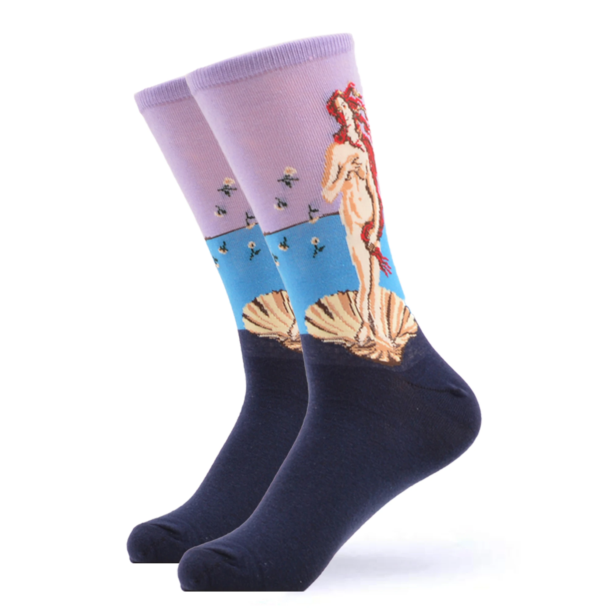 SANZETTI 1 пара новых счастливых носков Высокое качество Мужские красочные удобные чёсаный хлопок забавные масляные краски в качестве подарка Свадебные носки - Цвет: 04825