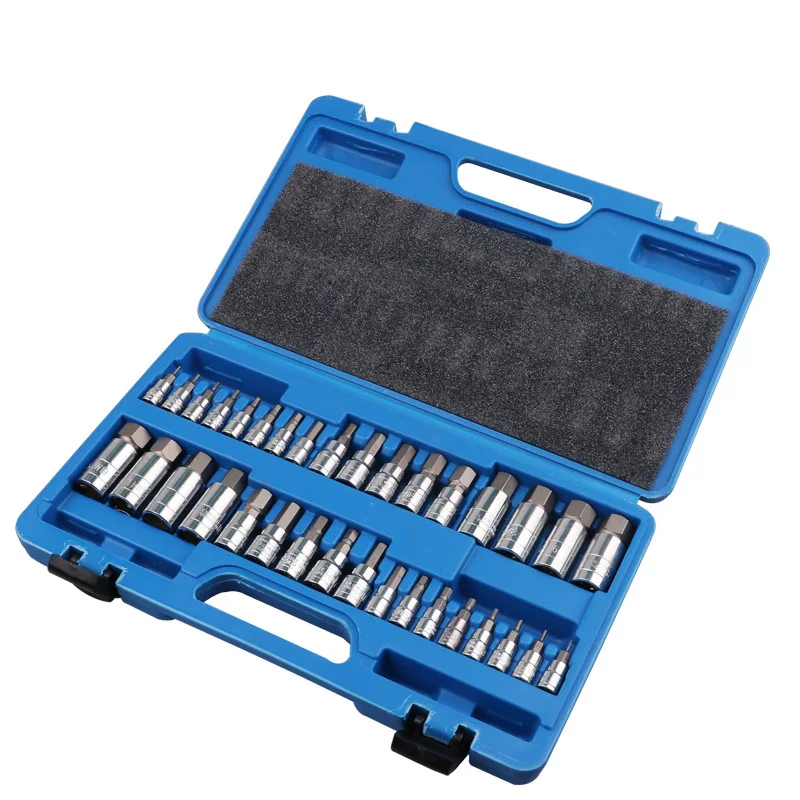 34-piece batching sleeve set high quality chrome vanadium steel metric sleeve head mechanical repair professional tools 34-piece batching sleeve set high quality chrome vanadium steel metric sleeve head mechanical repair professional tools