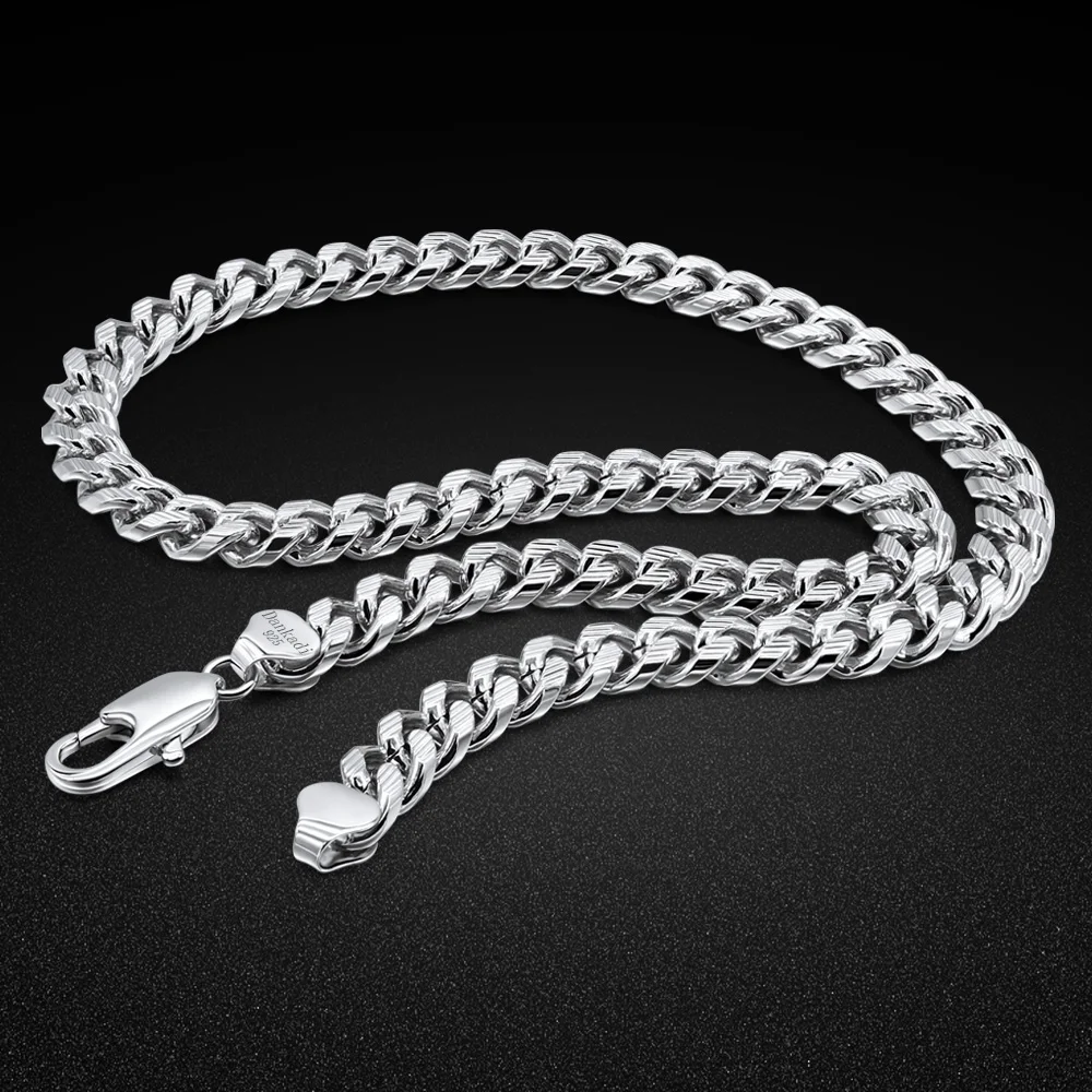 

10MM Choker Cuban Chain For Woman Men 925 Sterling Silver Hip Hop Rock Necklace Fashion Wedding Engagement Noble Jewelry Gift