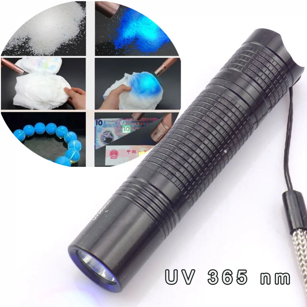 Мини 365nm УФ светодиодный фонарь Ультрафиолетовый фиолетовый Blacklight Flash light Torch Lamp AA УФ фонарик для обнаружения денег