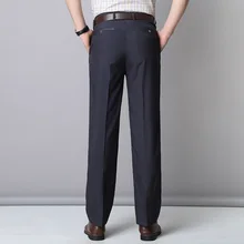 Модные Повседневные Синие Серые черные брюки с высокой талией, прямые брюки, качественные хлопковые тонкие мужские брюки для весны и лета