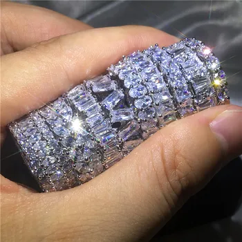 Wholesale Eternity Band Promise ring 925 Sterling silver Diamond cz Engagement Wedding Rings for women Men Finger Party Jewelry