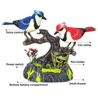 Electric Voice-Activated Bird Simulation Couple Bird Will Move Magpie Parrot Pet Bird Children Decoration Model Toy Gift 2