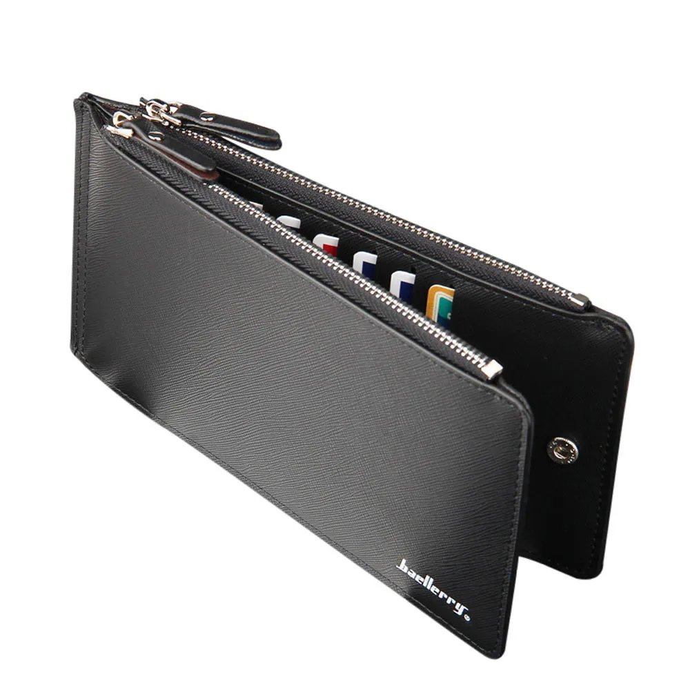 Телефон карманный роскошный мужской кошелек мужской бизнес-стиль, кожаный держатель для карт Billfold Длинный кошелек# LL - Цвет: Black