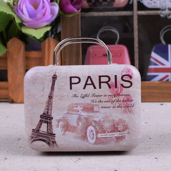 

10PCS Mini Tin Box Retro Suitcase Handbag Small Candy Box Tin Container Organizer Holder For Rhinestone Beads Ring Earrings