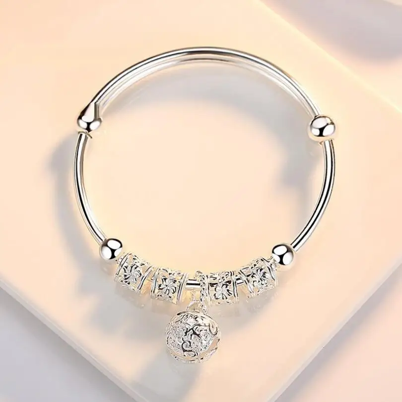 Женский модный винтажный Шарм Подвеска-колокольчик серебряные браслеты для женщин Европейский стиль ювелирные изделия юбилей подарок на день рождения