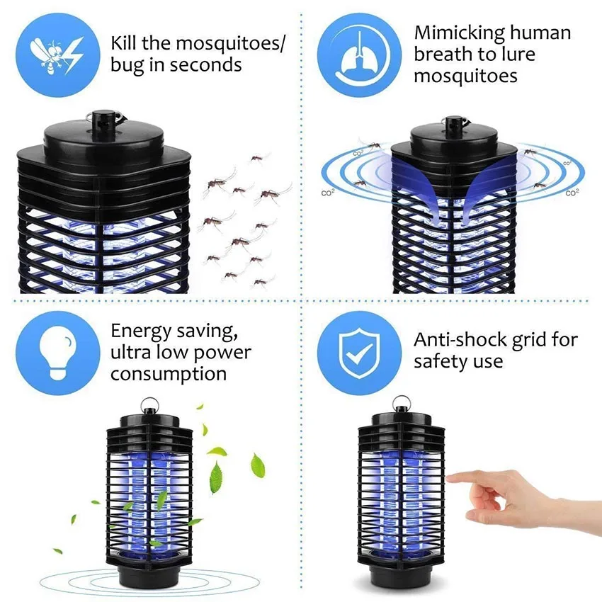 Mosquito Killer Lamp 110V 220V UV Electronic Mosquito Killer Lamp Insect Fly Bug Trap Zapper Anti Mosquito Bedside Night Light Lantern Repellent