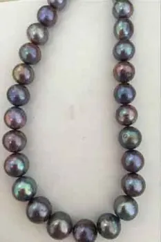 

shupping 08151 HUGE PERFECT 12-13mm TAHITIAN BLACK RED GREEN PEARL NECKLACE17.5" 14k