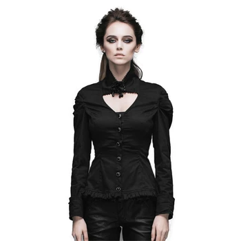 

Devil Fashion Women Steampunk Retro Casual Blouse Steampunk Vintage with Detachable Collar Long Sleeve Blouses