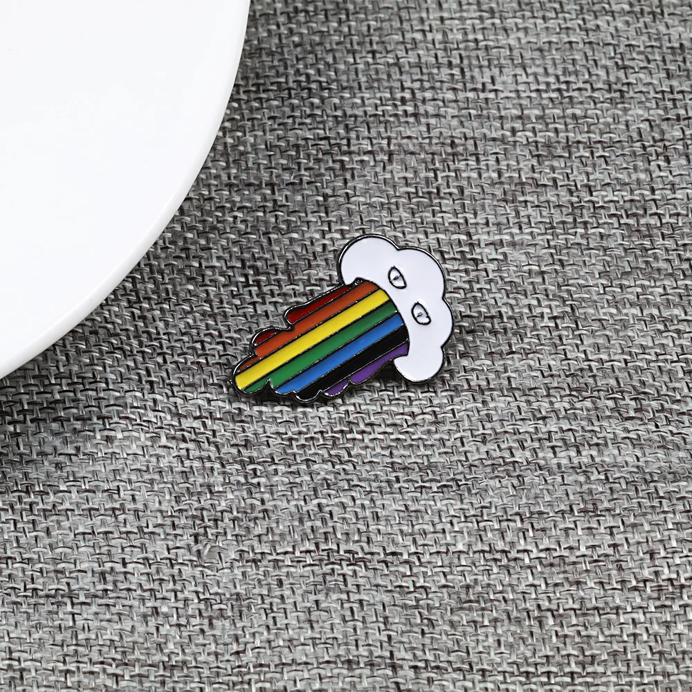 LGBT, дизайнерская брошь на булавке, креативное мороженое, сердце, палец, флаг, радуга, Металлическая Булавка, жетон для геев, лесбиянок, Прайд, значок на лацкане, ювелирное изделие, подарок - Окраска металла: cloud