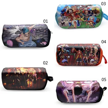

Fashion Leather Cosmetic Cases Anime One Piece Pencil Holder Organizer Bags For Students Boy Girl Purse