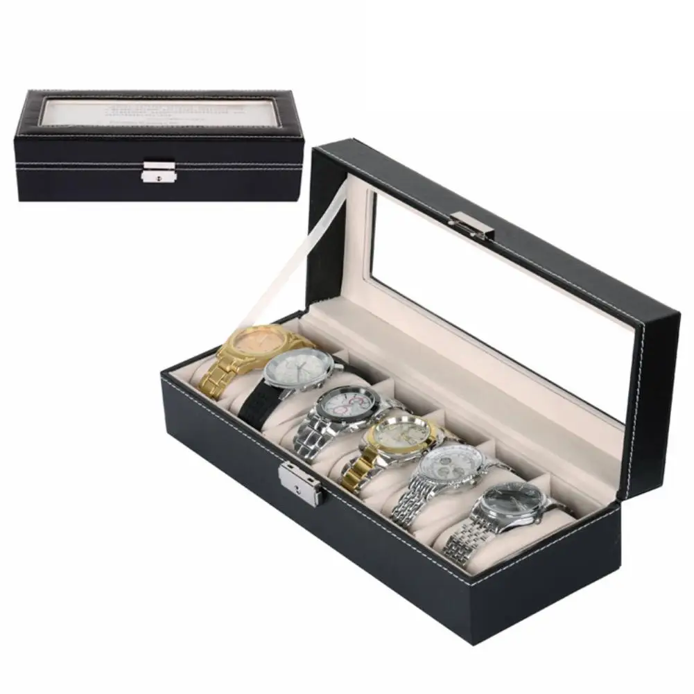 

6 Grid Slots Soft Sponge Watch Box Dust-proof Wrist Watch Organizer Container Case Jewelry Organizer Watch Box Organizer Holder