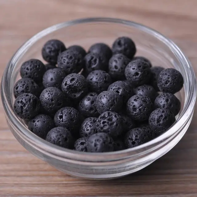 Round 4mm 6mm 8mm 10mm 12mm Natural Stone Rock Loose Spacer Beads lot for Bracelet Jewelry Making Findings DIY Crafts Black Lava stone