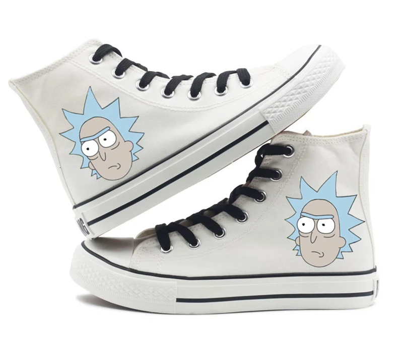 Advanture Rick and morty Pickle Rick Shoes High top Canvas Flat Sneakers Shoes Women Casual Printing Shoes Leisure Shoes