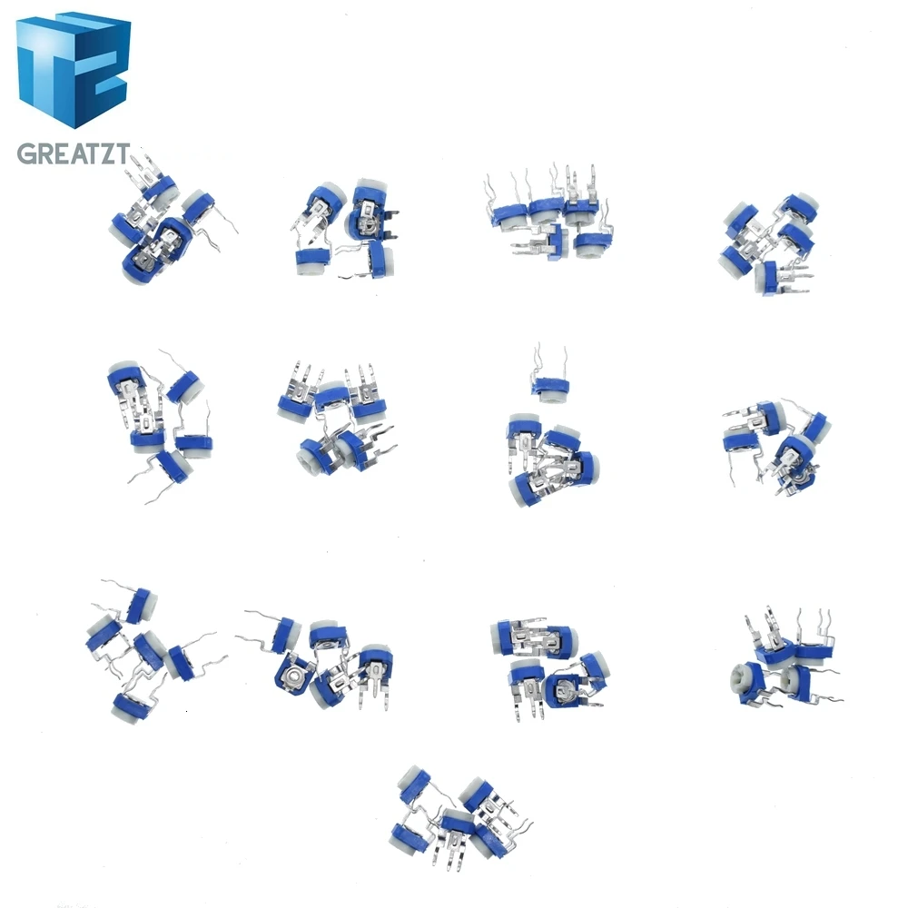 GREATZT Обрезка потенциометра RM065 верхняя Регулировка 100R-1M RM065 WH06-2 переменные резисторы Ассорти комплект 13 Тип * 5 шт. = 65 шт. комплект
