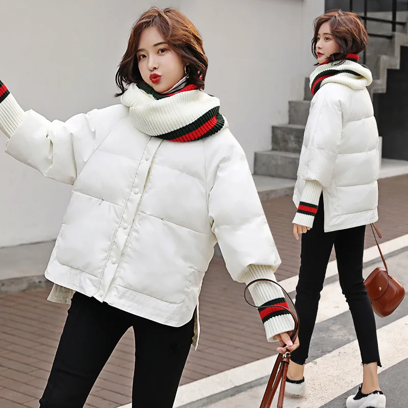 

2018 New Style Winter Irregular Cotton Coat Women's Short Loose-Fit Slimming BF Students down Coat Thick Cotton Overcoat