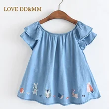LOVE DD& MM платья для девочек девушки Принцесса Вышивка Мультфильм животных ковбой круглая шея куклы топы, джинсовое платье детская одежда