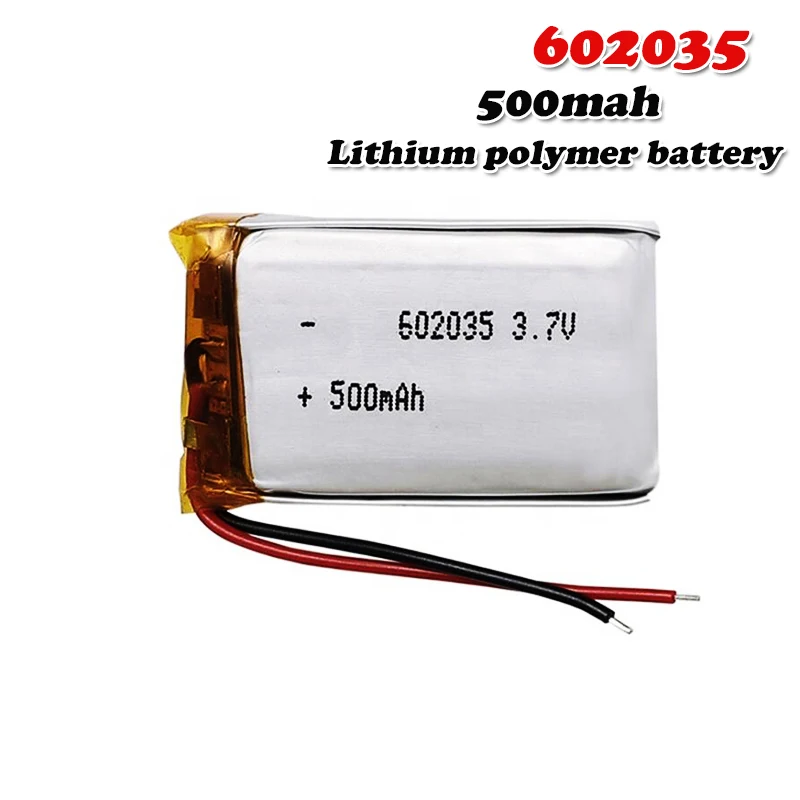 

500mAh 3.7V 602035 lithium polymer Rechargeable battery For navigation recorder WiFi mp3 story machine stereo speaker massage