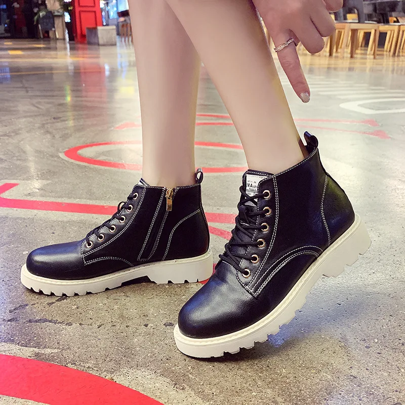 

Martin Boots Women's 2019 Autumn And Winter New Style Short Boots Versatile Hight-top Retro Motorcycle Boots Students Martin Sho