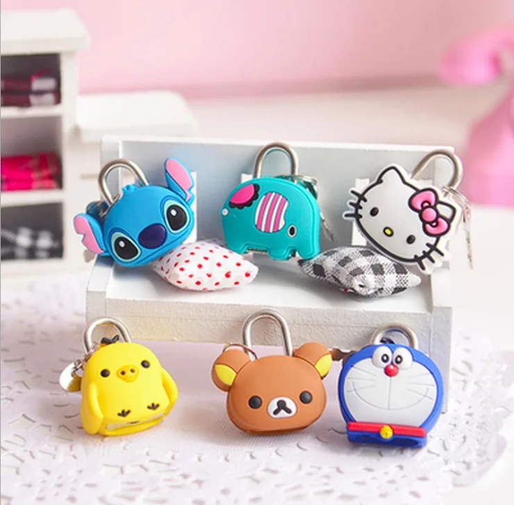 

60pcs kt Cat Mini diary lock Cartoon Padlock Drawer Handles Lock for Zipper Bag Backpack Handbag Suitcase Drawer Party Favor