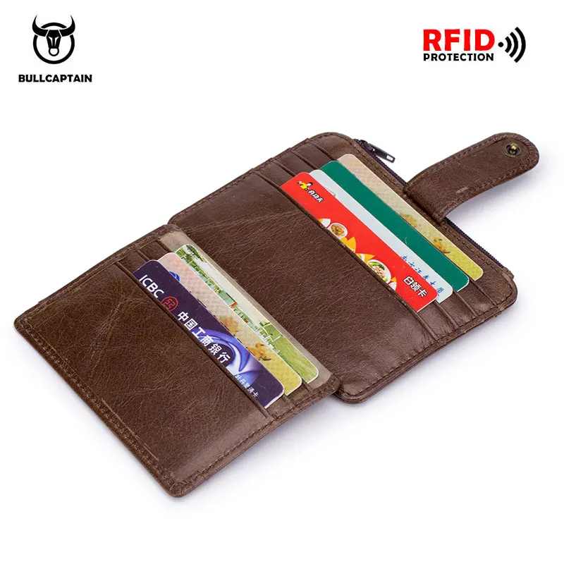 Кошелек BULLCAPTAIN из натуральной кожи с блокировкой RFID на молнии отделением для карт