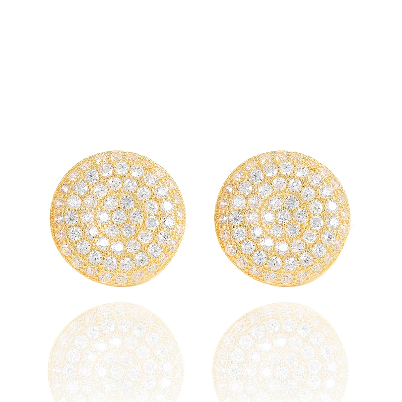 Unique Personality Cubic Zirconia Concave Round Hoop Earrings for Women Gold Color Fashion Trendy Wedding Jewelry Holiday Gifts | Украшения