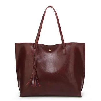 

2020 new Women Soft Leather Bag Large Capacity Tote Bag Tassel Shoulder Bags Fashion Handbag Composite Women Bags Travel Totes