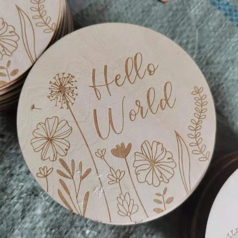 

20 дюймов, деревянные диски hello world, Круглый реквизит для фотосъемки новорожденных, диск milestone