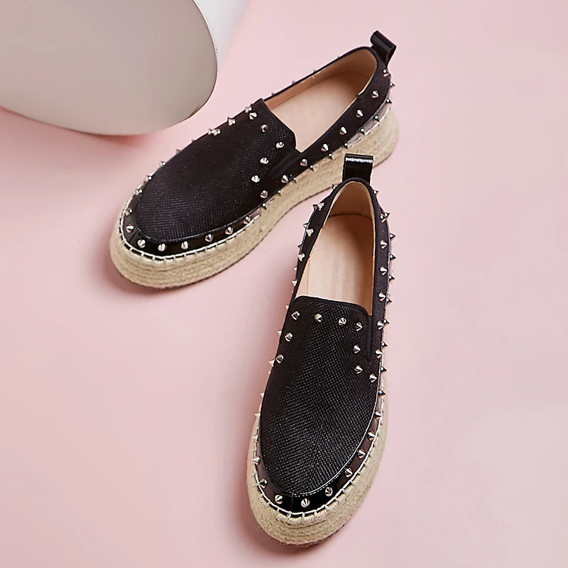 

Women's cotton fabric bordered slip-on platform falts loafers leisure soft comfortable espadrilles high quality moccasins shoes