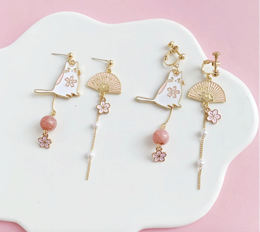 E-Ling New Asymmetric Cartoon Cat Earrings earrings for women girl